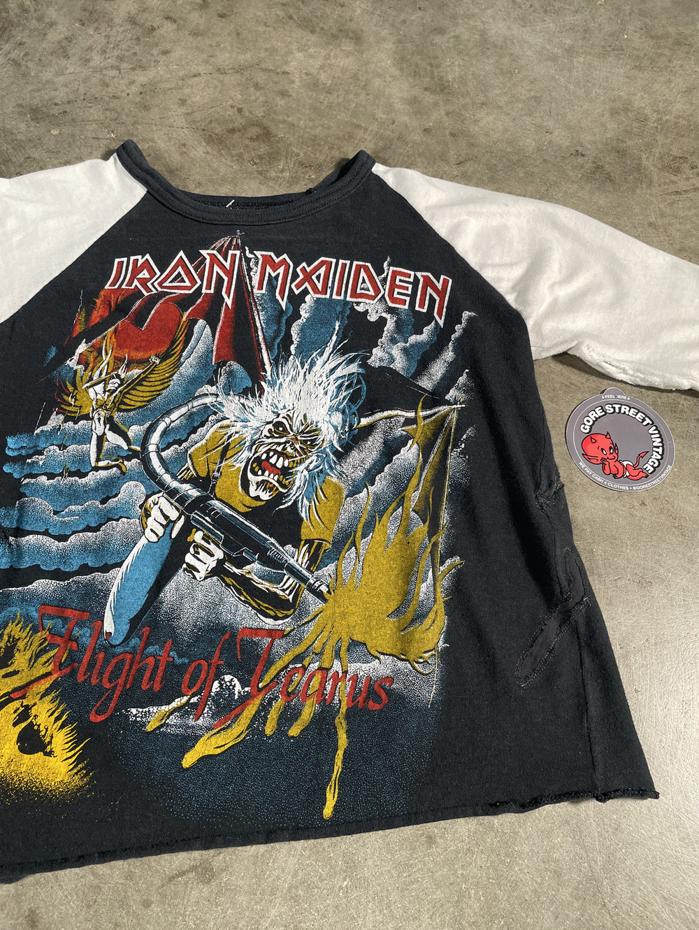 Vintage 80s Iron Maiden Parking Lot Boot Tee XS 16x19